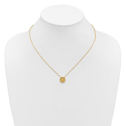 14K Yellow Gold Polished And Satin Tree Of Life Necklace