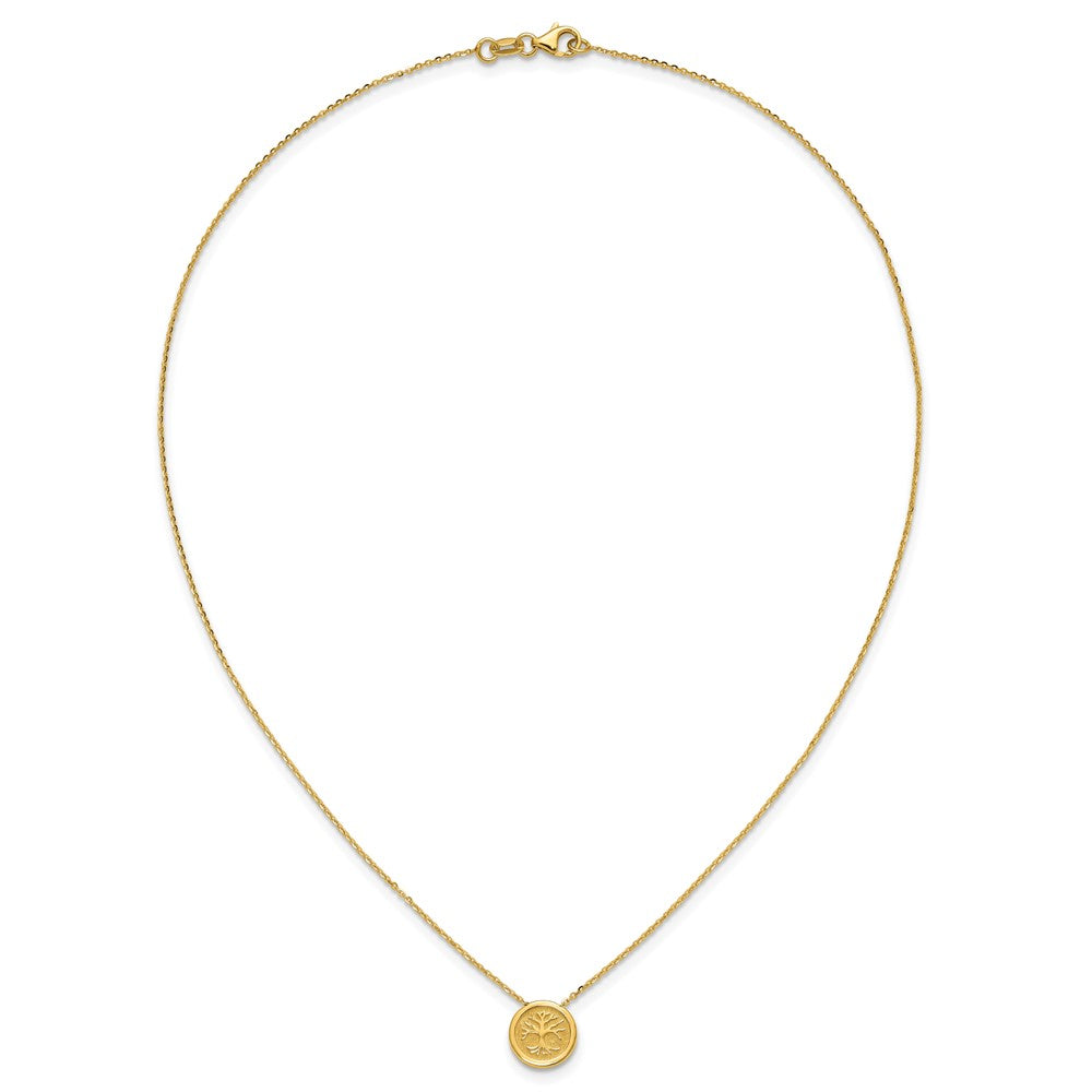 14K Yellow Gold Polished And Satin Tree Of Life Necklace