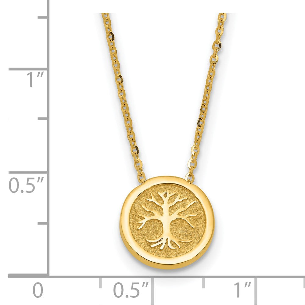 14K Yellow Gold Polished And Satin Tree Of Life Necklace