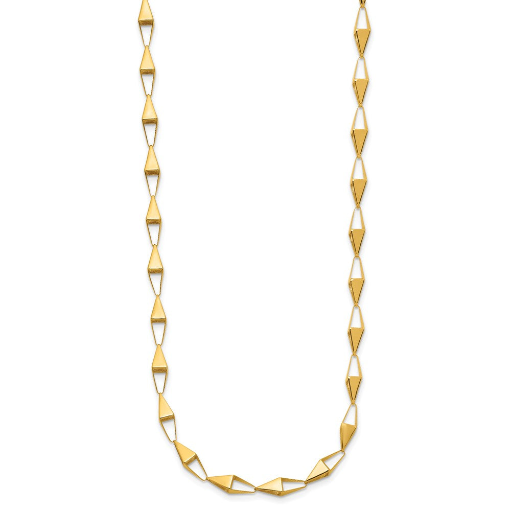 14K Yellow Gold Polished Geometric Link Necklace