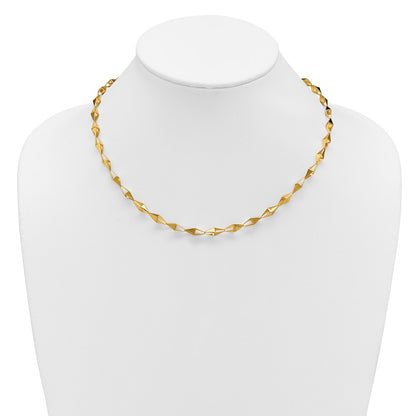 14K Yellow Gold Polished Geometric Link Necklace