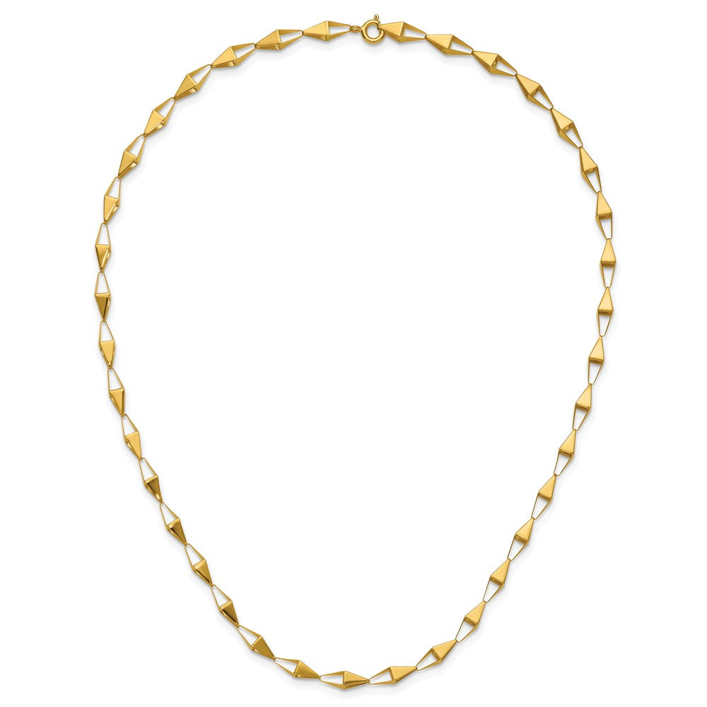 14K Yellow Gold Polished Geometric Link Necklace