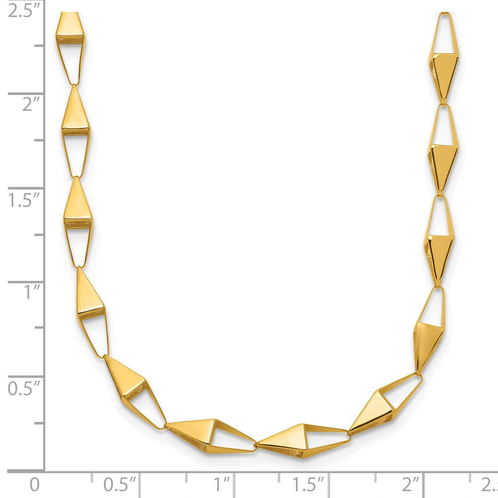 14K Yellow Gold Polished Geometric Link Necklace