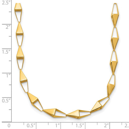 14K Yellow Gold Polished Geometric Link Necklace