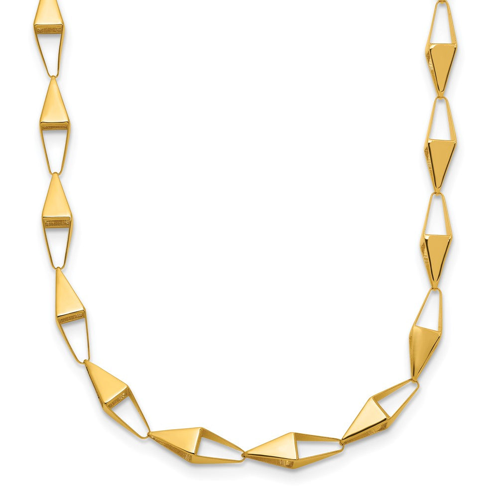14K Yellow Gold Polished Geometric Link Necklace