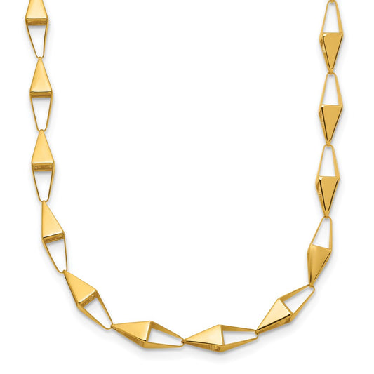 14K Yellow Gold Polished Geometric Link Necklace
