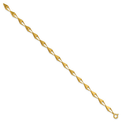 14K Yellow Gold Polished Geometric Link Bracelet