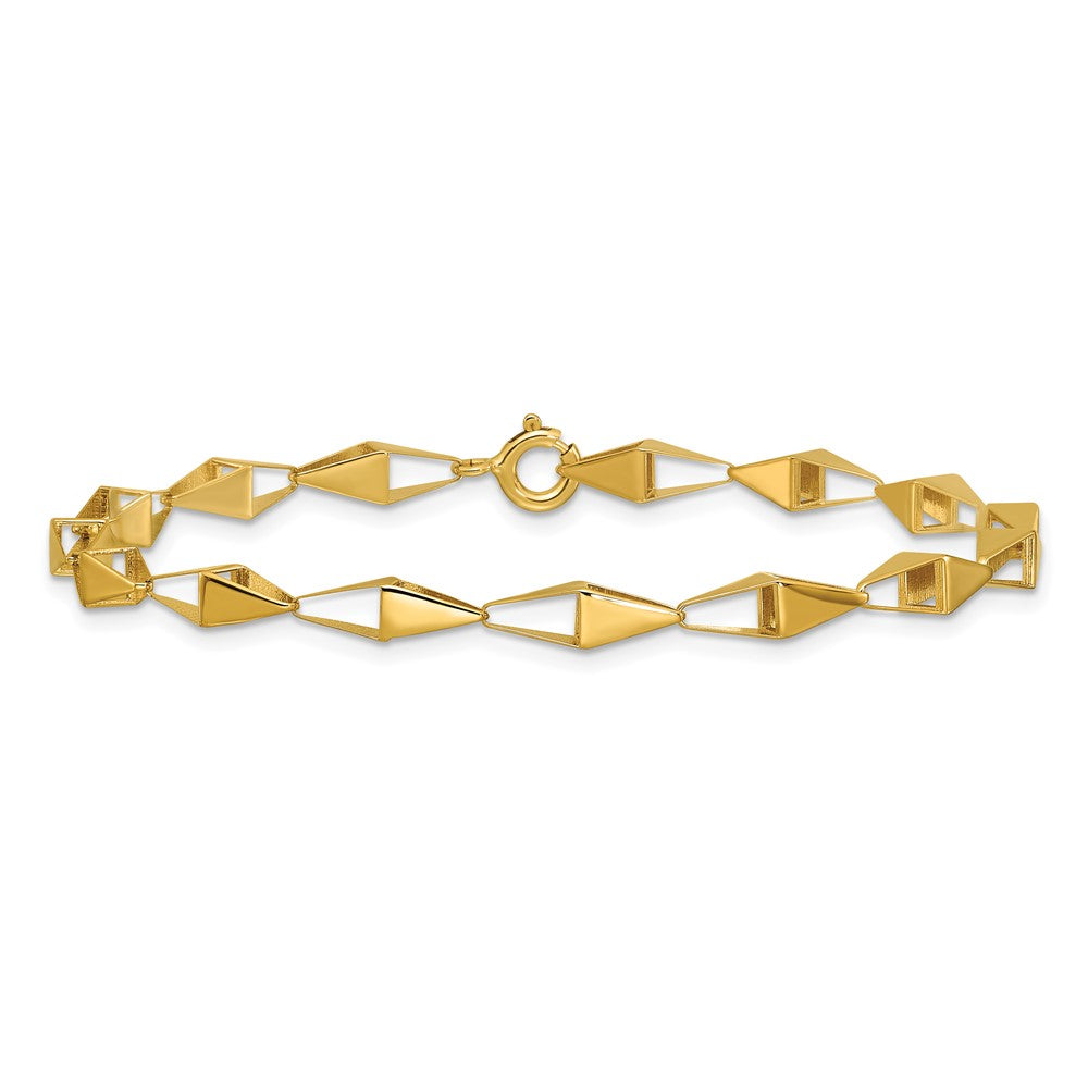 14K Yellow Gold Polished Geometric Link Bracelet
