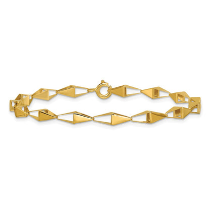 14K Yellow Gold Polished Geometric Link Bracelet
