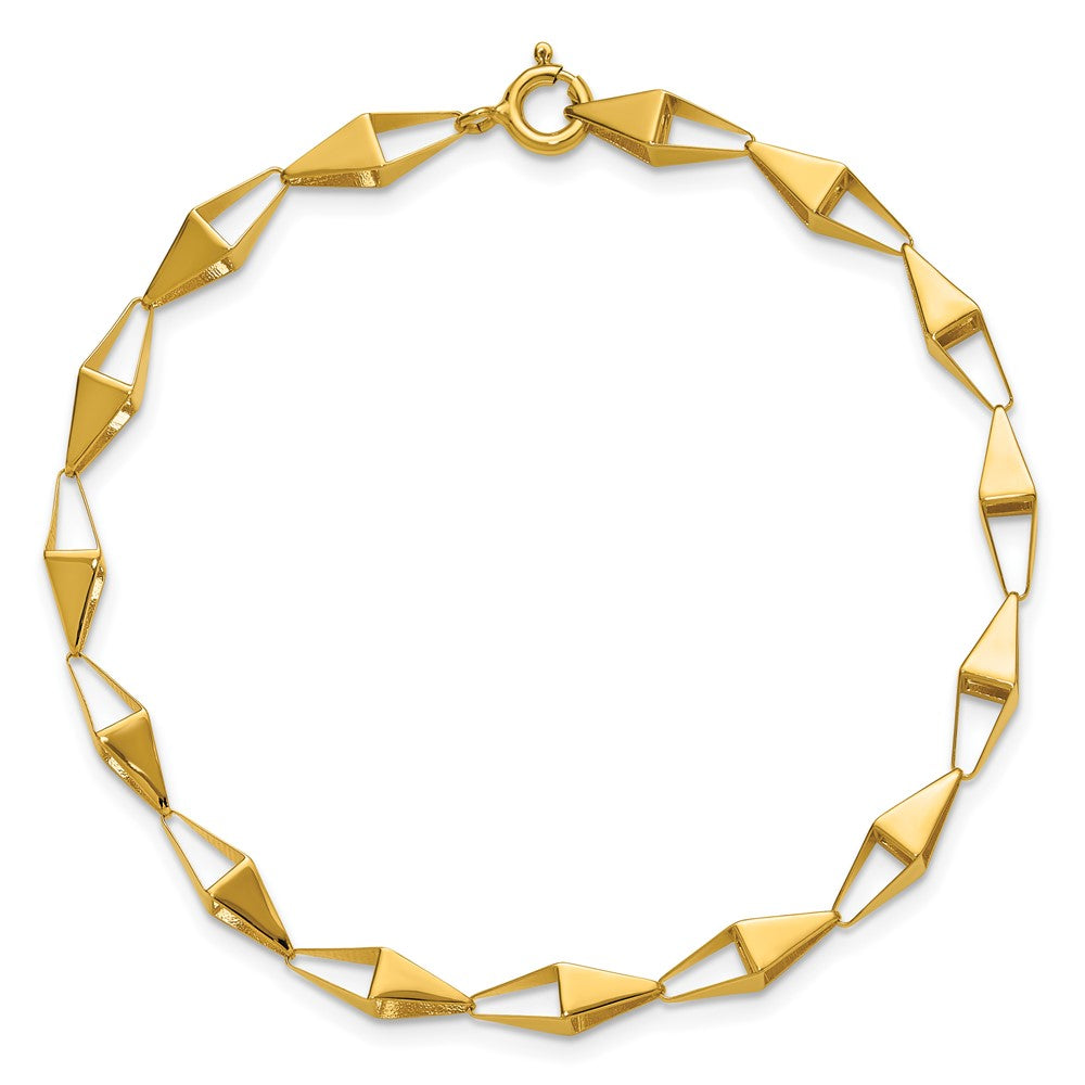 14K Yellow Gold Polished Geometric Link Bracelet