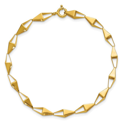 14K Yellow Gold Polished Geometric Link Bracelet