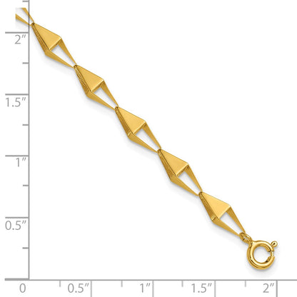 14K Yellow Gold Polished Geometric Link Bracelet
