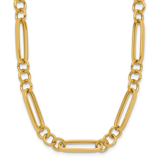 14K Yellow Gold Polished Fancy Link Necklace