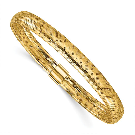 14K Yellow Gold Polished Stretch Slip On Bracelet