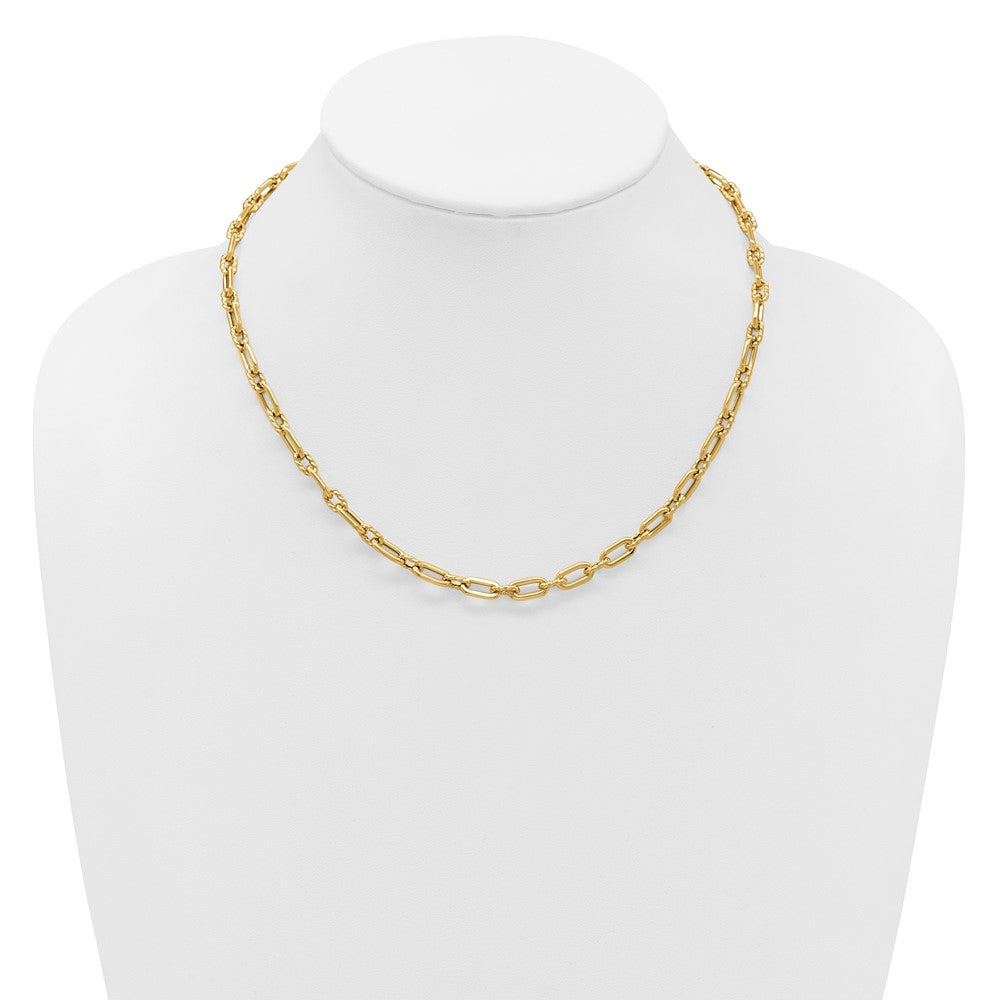 14K Yellow Gold Polished And Twisted Fancy Toggle Necklace