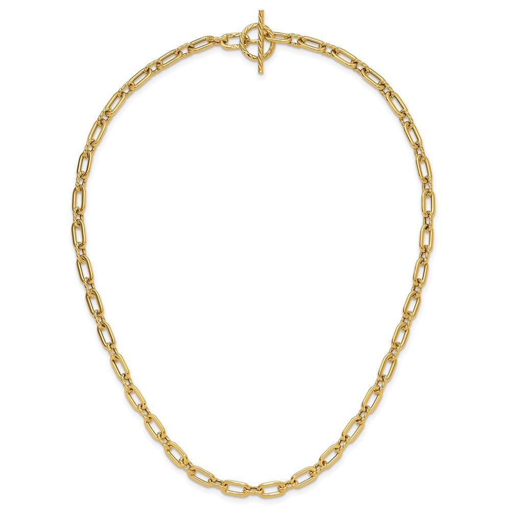 14K Yellow Gold Polished And Twisted Fancy Toggle Necklace