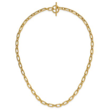 14K Yellow Gold Polished And Twisted Fancy Toggle Necklace
