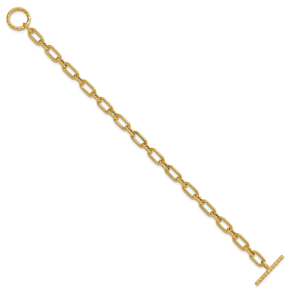14K Yellow Gold Polished And Twisted Fancy Toggle Bracelet