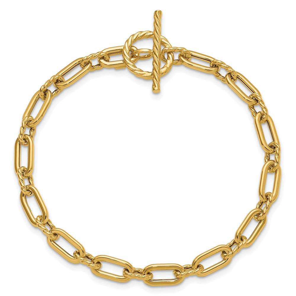 14K Yellow Gold Polished And Twisted Fancy Toggle Bracelet