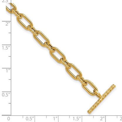 14K Yellow Gold Polished And Twisted Fancy Toggle Bracelet