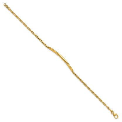 14K Yellow Gold Polished Bar Link W/.25In Ext. Bracelet