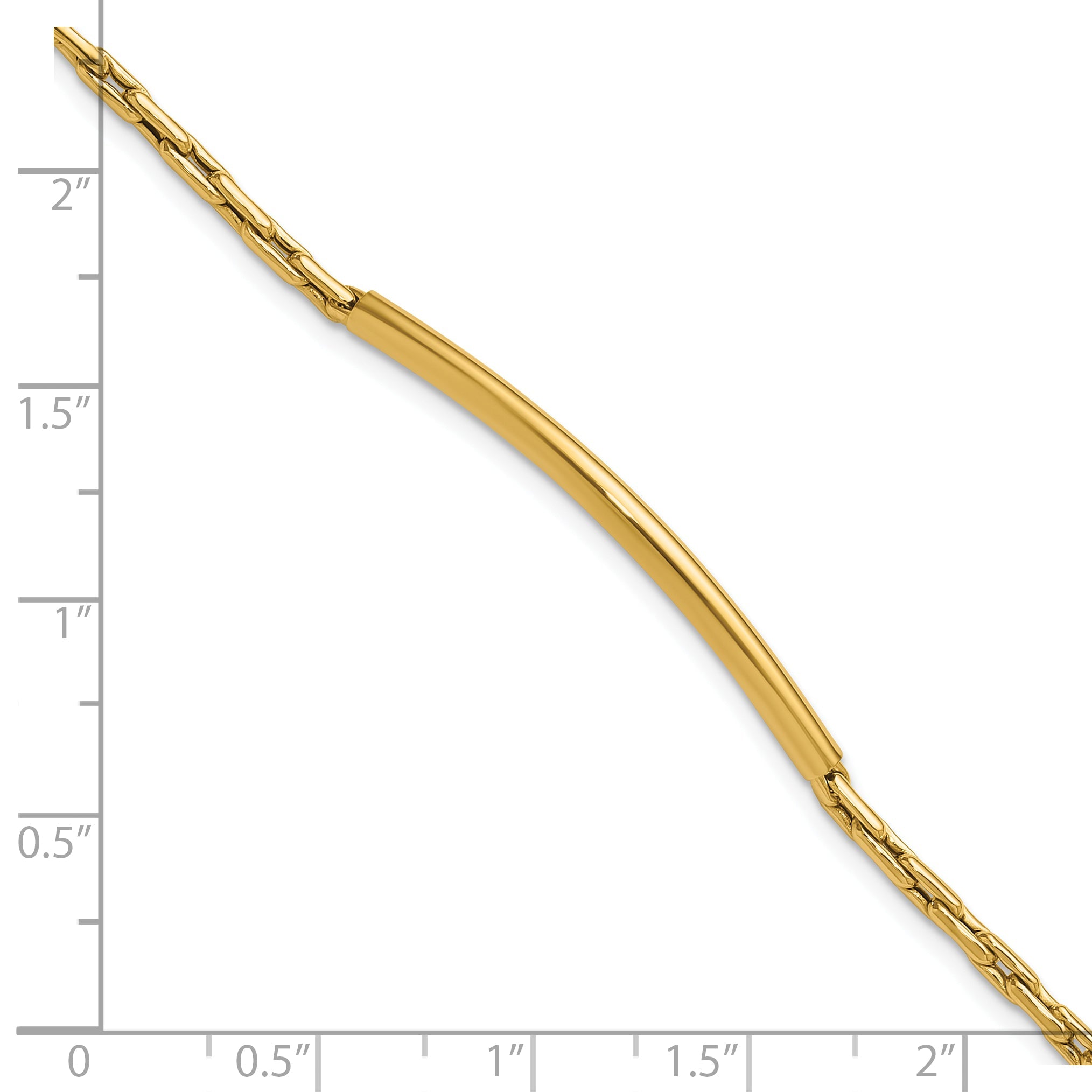 14K Yellow Gold Polished Bar Link W/.25In Ext. Bracelet