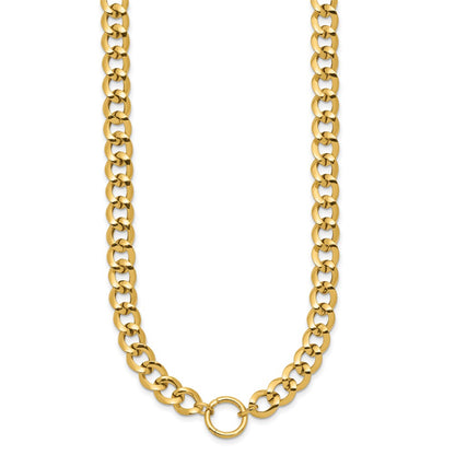 14K Yellow Gold Polished Circle Accent Fancy Link Necklace