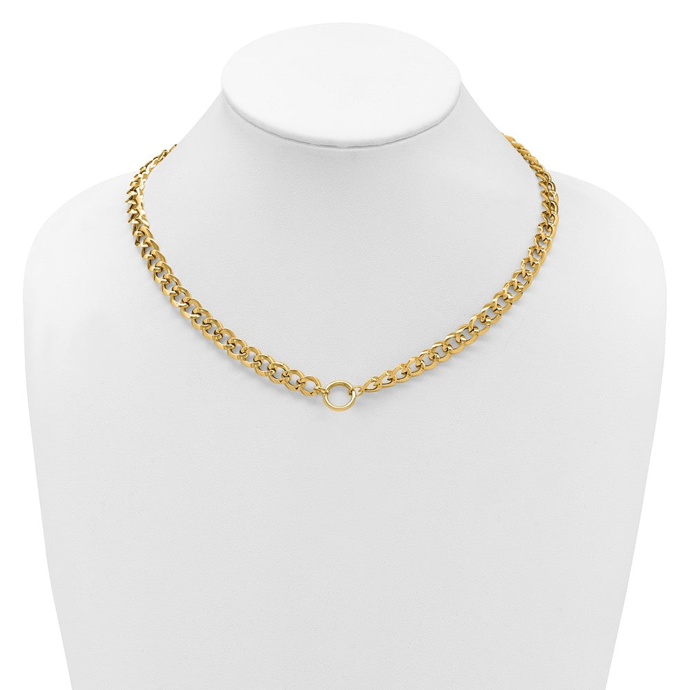 14K Yellow Gold Polished Circle Accent Fancy Link Necklace