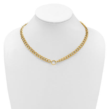 14K Yellow Gold Polished Circle Accent Fancy Link Necklace