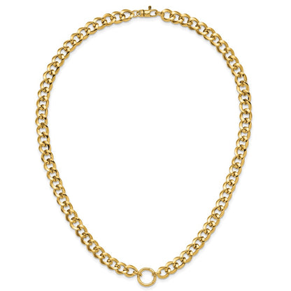 14K Yellow Gold Polished Circle Accent Fancy Link Necklace