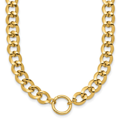 14K Yellow Gold Polished Circle Accent Fancy Link Necklace