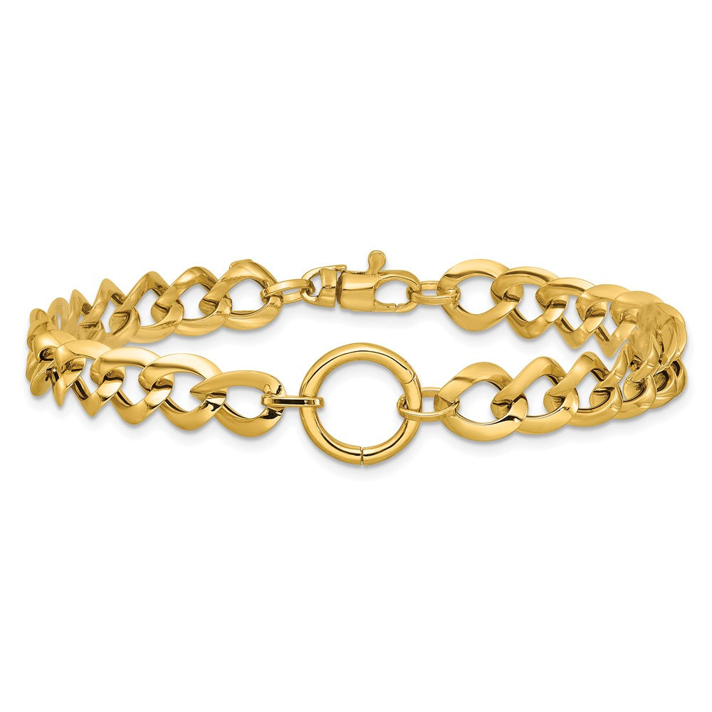 14K Yellow Gold Polished Circle Accent Fancy Link Bracelet