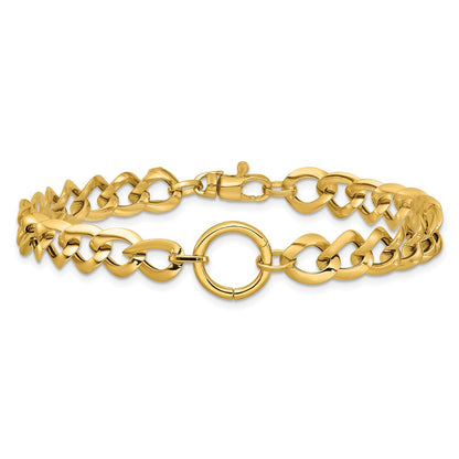 14K Yellow Gold Polished Circle Accent Fancy Link Bracelet
