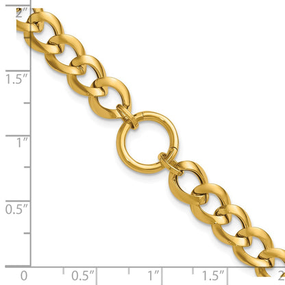 14K Yellow Gold Polished Circle Accent Fancy Link Bracelet