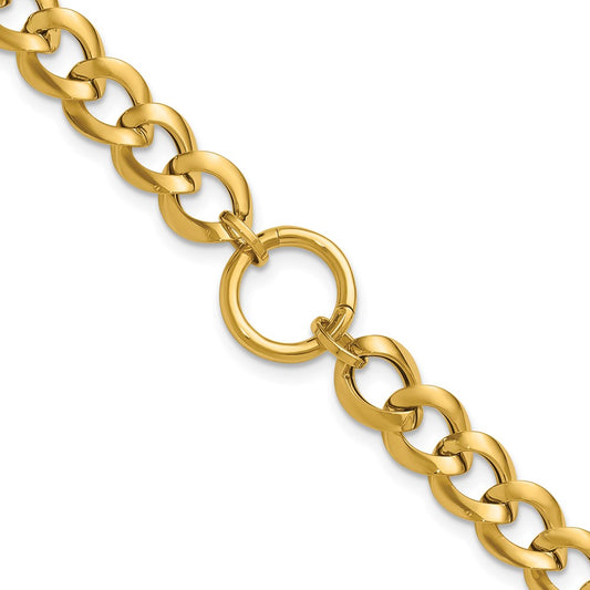 14K Yellow Gold Polished Circle Accent Fancy Link Bracelet