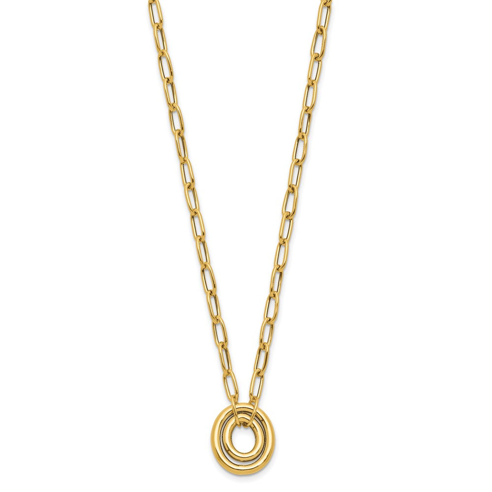 14K Yellow Gold Polished Paper Clip Link With Oval Accent Necklace