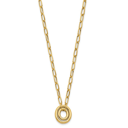 14K Yellow Gold Polished Paper Clip Link With Oval Accent Necklace