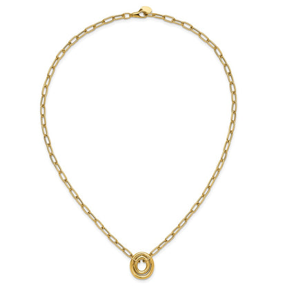 14K Yellow Gold Polished Paper Clip Link With Oval Accent Necklace