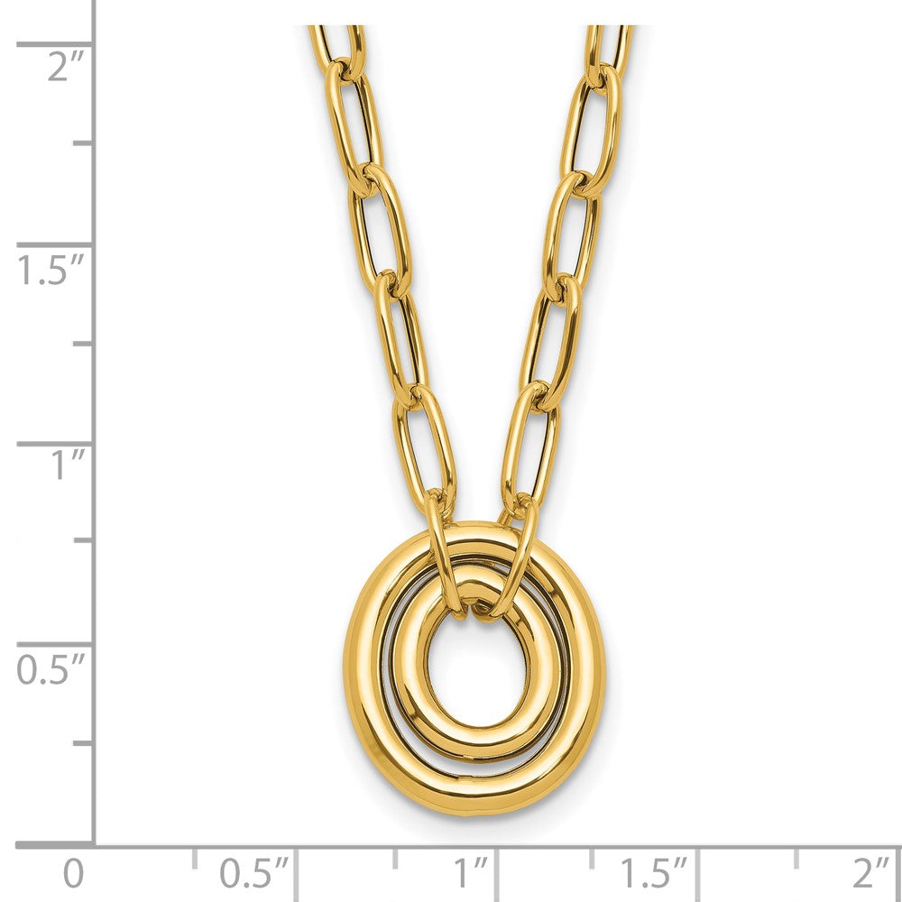 14K Yellow Gold Polished Paper Clip Link With Oval Accent Necklace