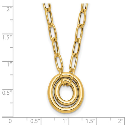 14K Yellow Gold Polished Paper Clip Link With Oval Accent Necklace