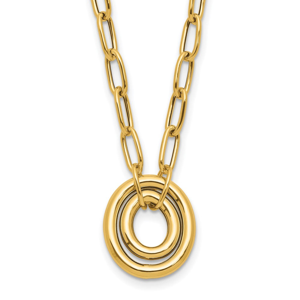 14K Yellow Gold Polished Paper Clip Link With Oval Accent Necklace