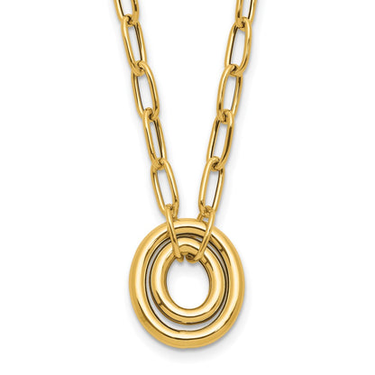 14K Yellow Gold Polished Paper Clip Link With Oval Accent Necklace