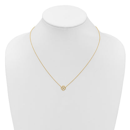 14K Yellow Gold Polished 4 Leaf Clover 2In Ext. Necklace