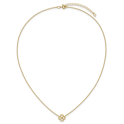14K Yellow Gold Polished 4 Leaf Clover 2In Ext. Necklace