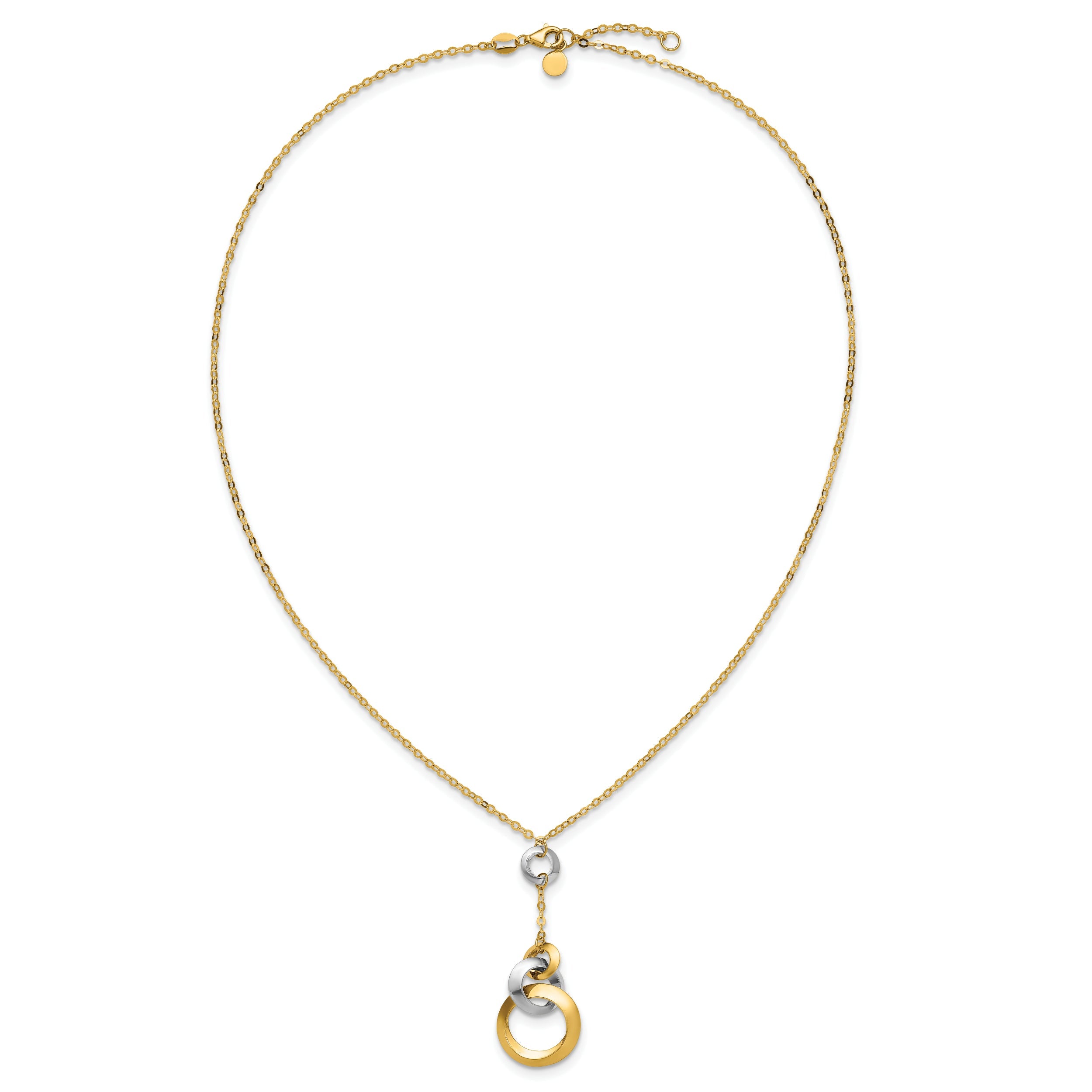 14K Two Tone Polished Circle Link Accent 1In Ext. Necklace