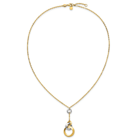14K Two Tone Polished Circle Link Accent 1In Ext. Necklace