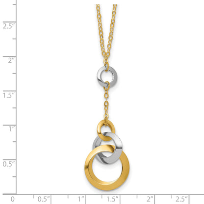 14K Two Tone Polished Circle Link Accent 1In Ext. Necklace