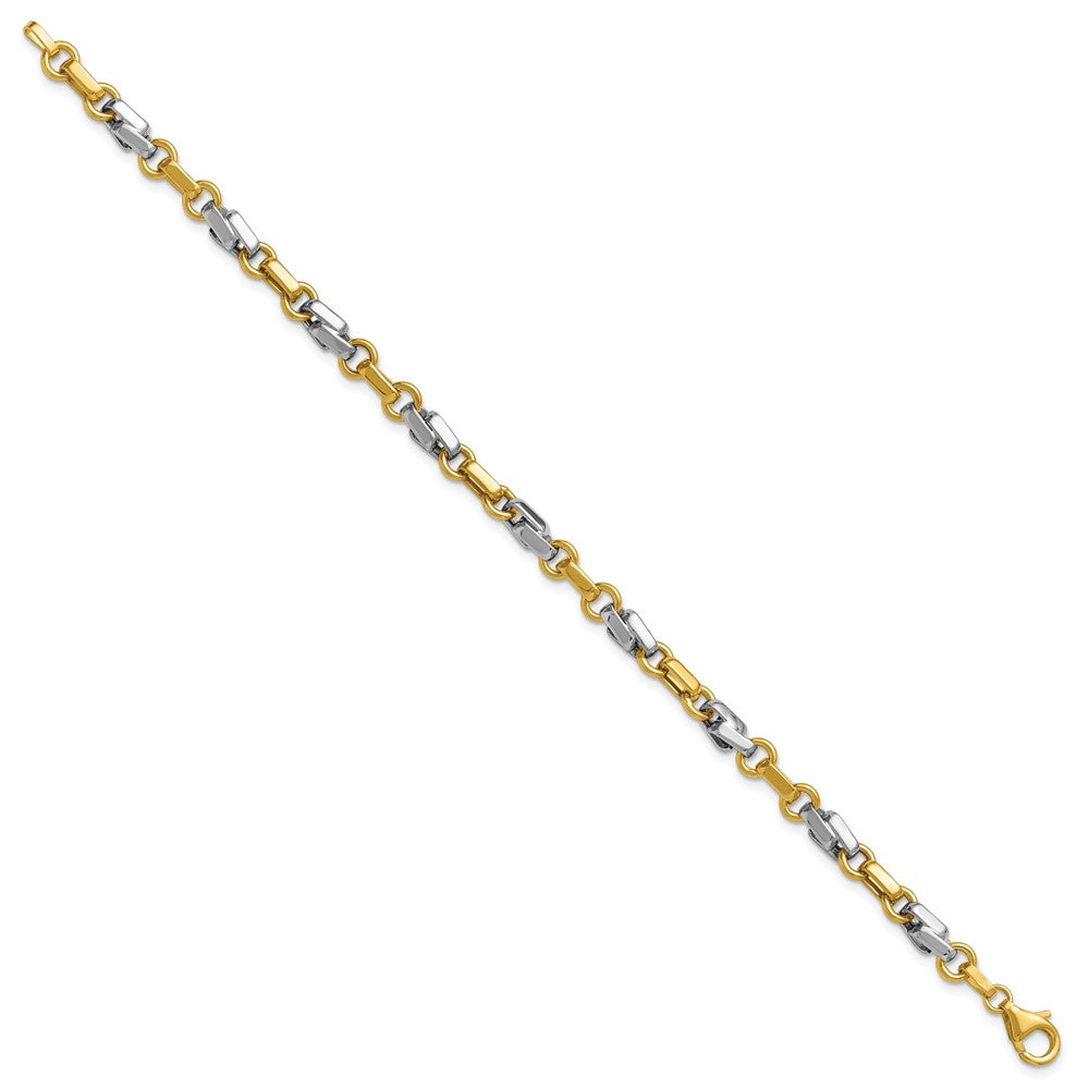 14K Yellow & Rhodium White Polished Fancy Link Bracelet