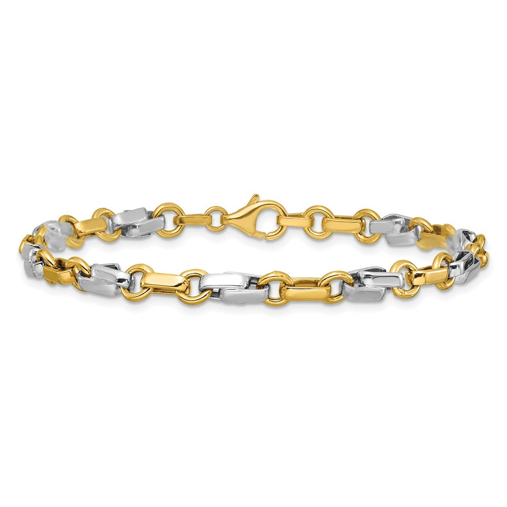 14K Yellow & Rhodium White Polished Fancy Link Bracelet