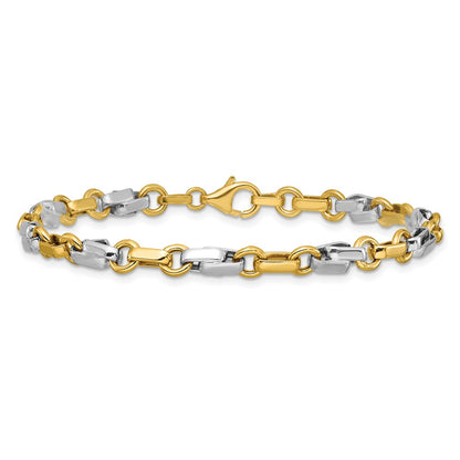 14K Yellow & Rhodium White Polished Fancy Link Bracelet